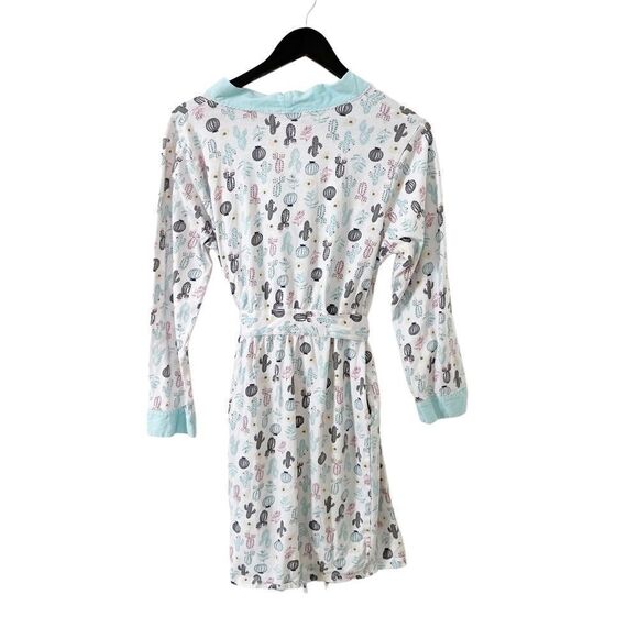 Charisma Whitw Blue Succulent Print Lightweight Dressing Robe - Picture 2 of 8